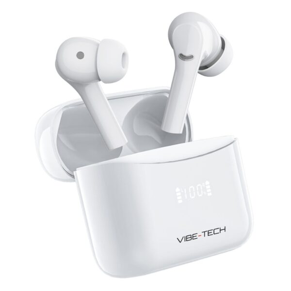 Vibe-Tech Wireless Earbuds White